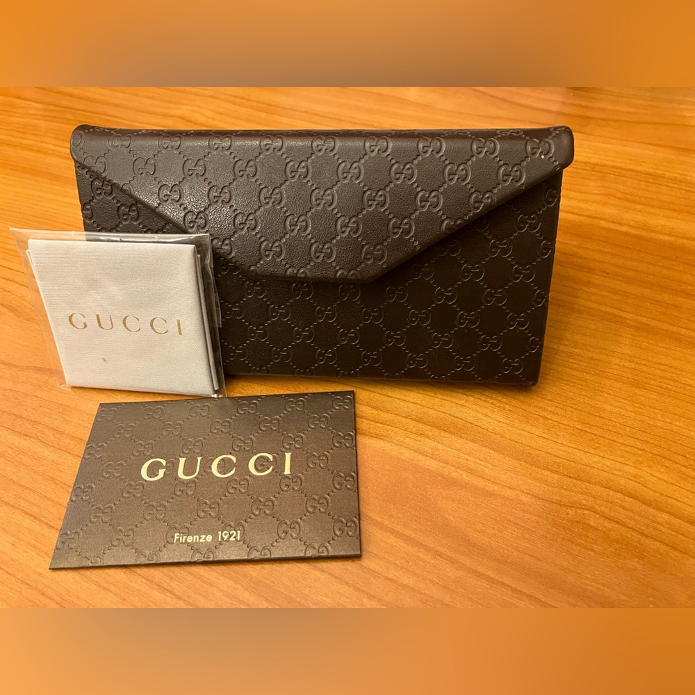Gucci Authentic Guccisima Dark Brown Monogram Collapsible Eyeglass Case